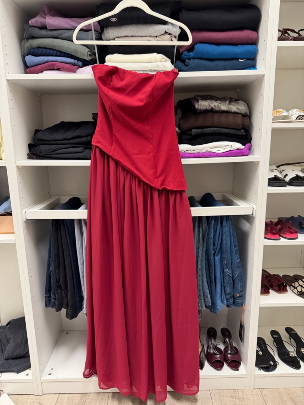 Fashion Nova One-Shoulder Red Evening Gown